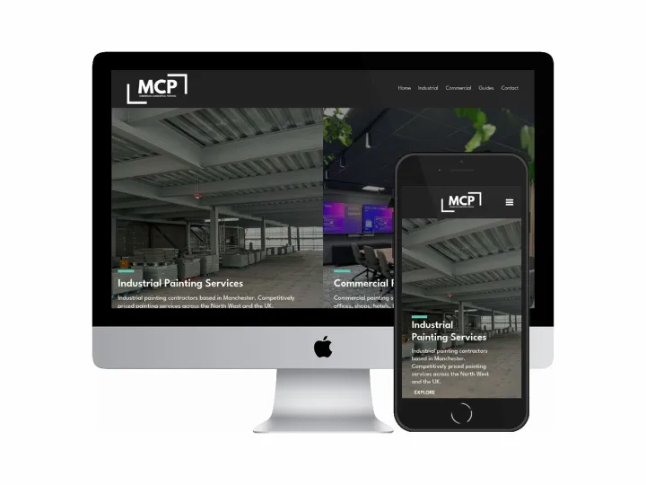 Desktop and mobile screenshots of the MCP Painting Group website