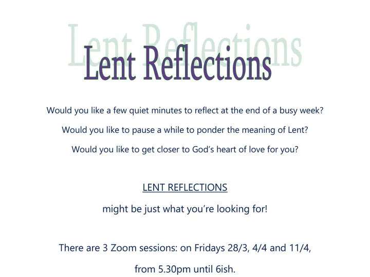 Trinity Lent Reflections 2025