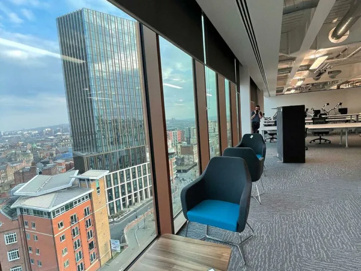 Tall building view with glass windows